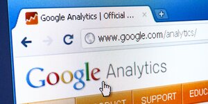 Close up of Google Analytics main page on the web browser.